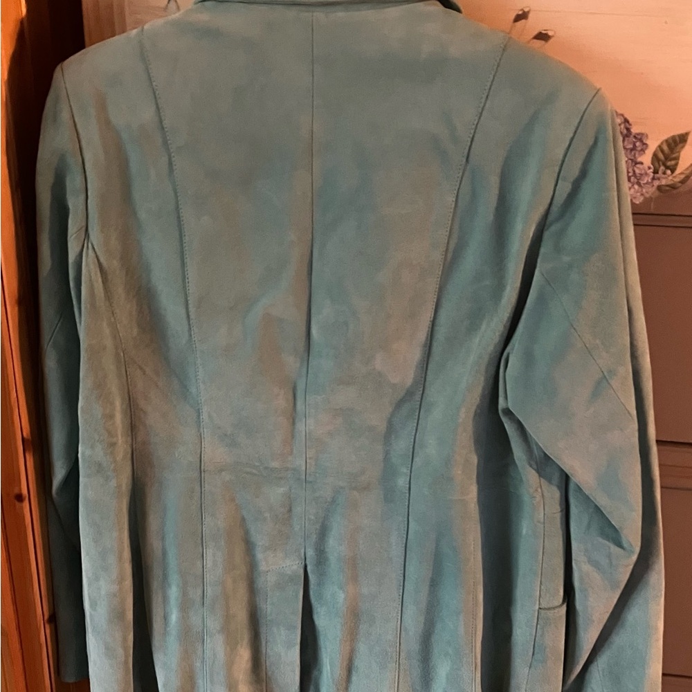 Prague Light Teal or Turquoise Suede Jacket - Picture 2 of 2